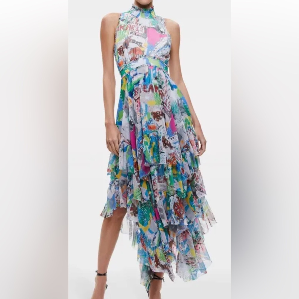 Alice and Olivia x Jean-Michel Basquiat Evelyn graphic midi-dress